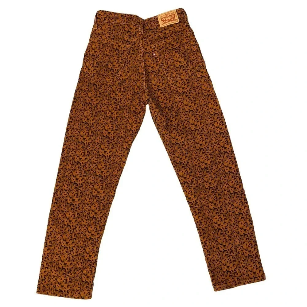 Levi's Premium Wedgie Straight Button Fly Leopard Rust Brown Corduroy Pants 26 - Picture 3 of 10